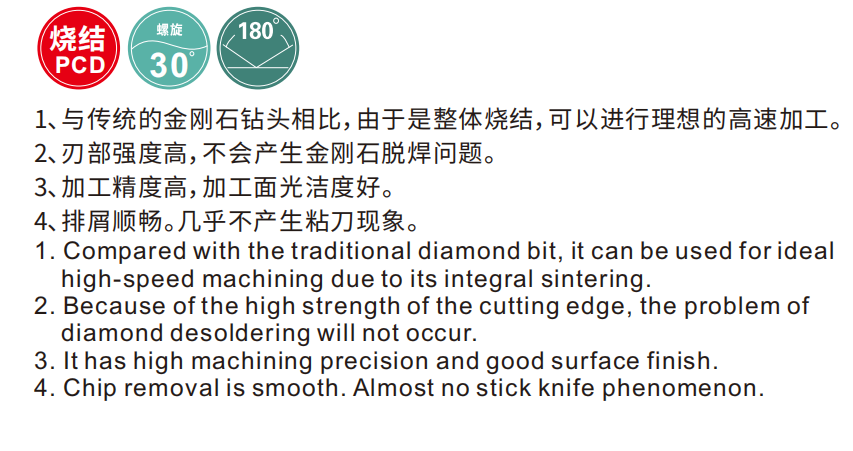 SCD烧结式直柄⾦刚⽯钻头