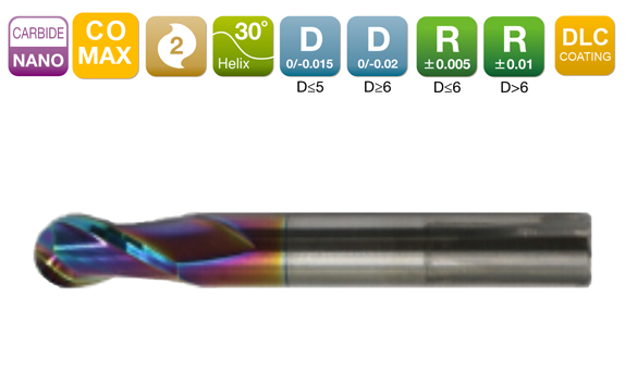 COB230 ⼆刃球头铣⼑