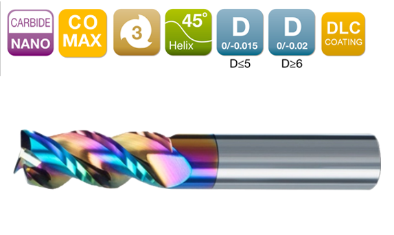 COEL345 三刃加⻓柄平底铣⼑