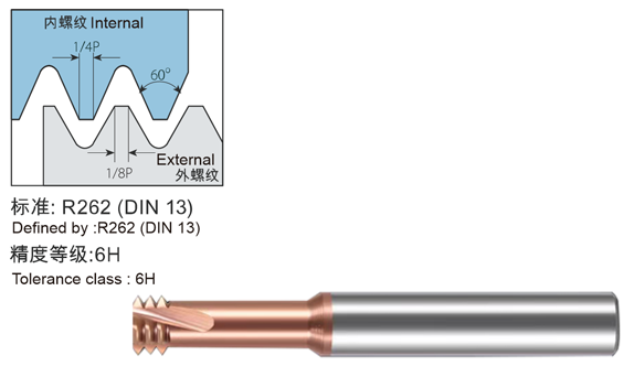 ISO标准型螺纹 整体合金螺纹铣刀 金