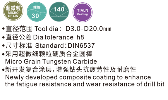 HKD ⾼性能内冷合⾦钻头 8D（定柄）