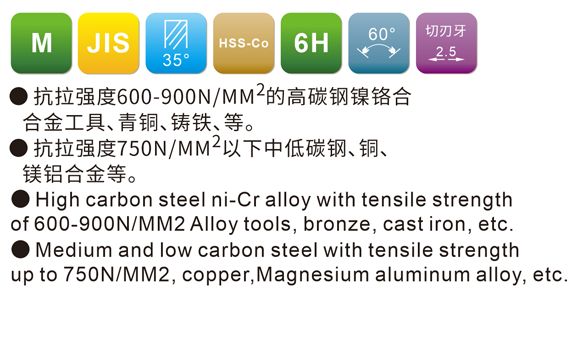 JIS公制细⽛螺旋槽系列