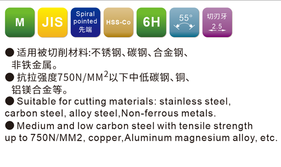 JIS公制粗⽛先端系列