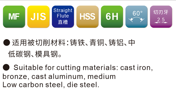 JIS公制细⽛⼿⽤丝攻系列