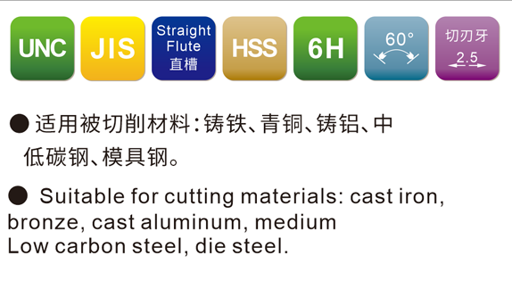 JIS 美制细⽛⼿⽤丝攻系列